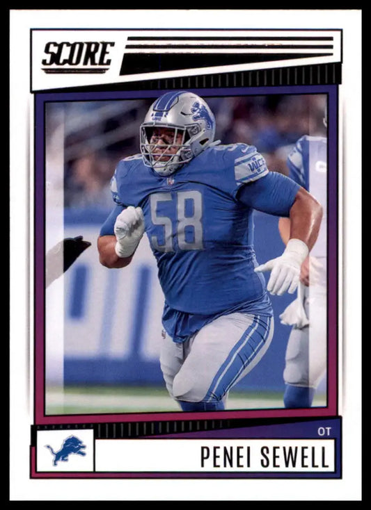 Penei Sewell football card from 2022 Score series featuring Detroit Lions player