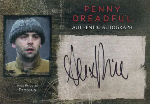 Autograph card of Alex Price as Proteus from Penny Dreadful with signature and photo