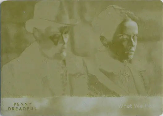 Sepia-toned image of two soldiers featured in Penny Dreadful Trading Card Printing Plate