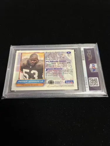 Pepper Johnson 1994 Topps Finest Football Refractor Card PSA 9 Mint in protective slab