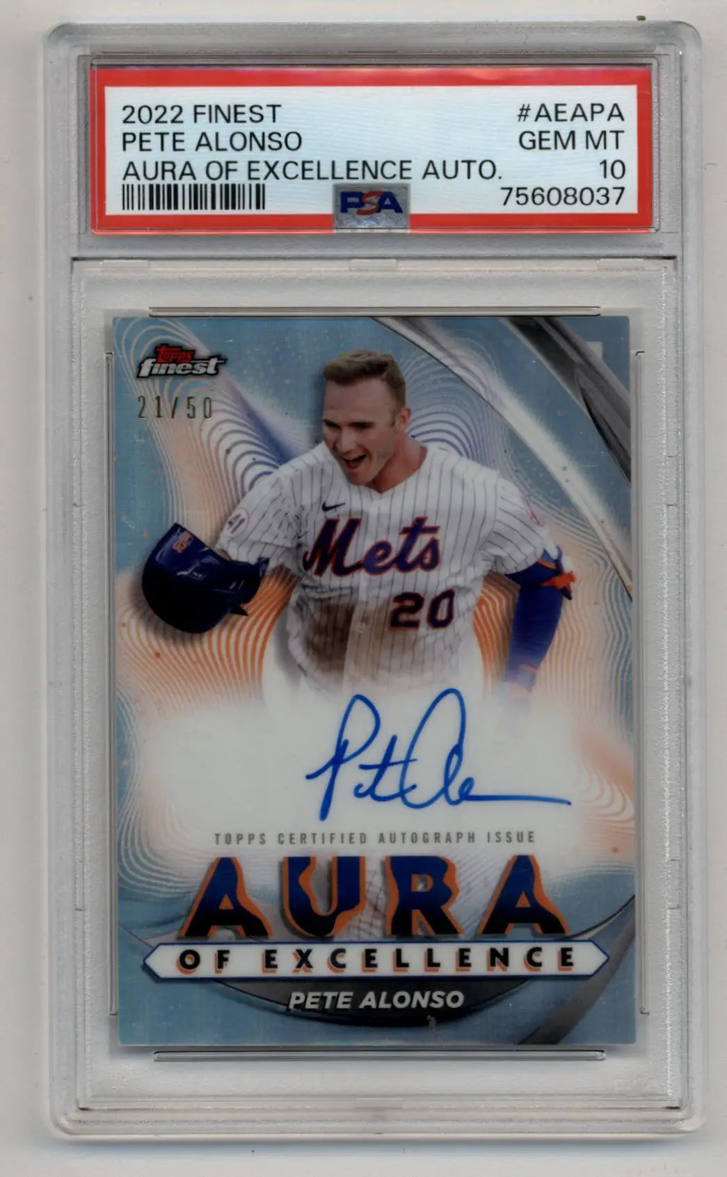 PSA 10 Pete Alonso 2022 Finest Aura of Excellence Auto baseball card 21/50