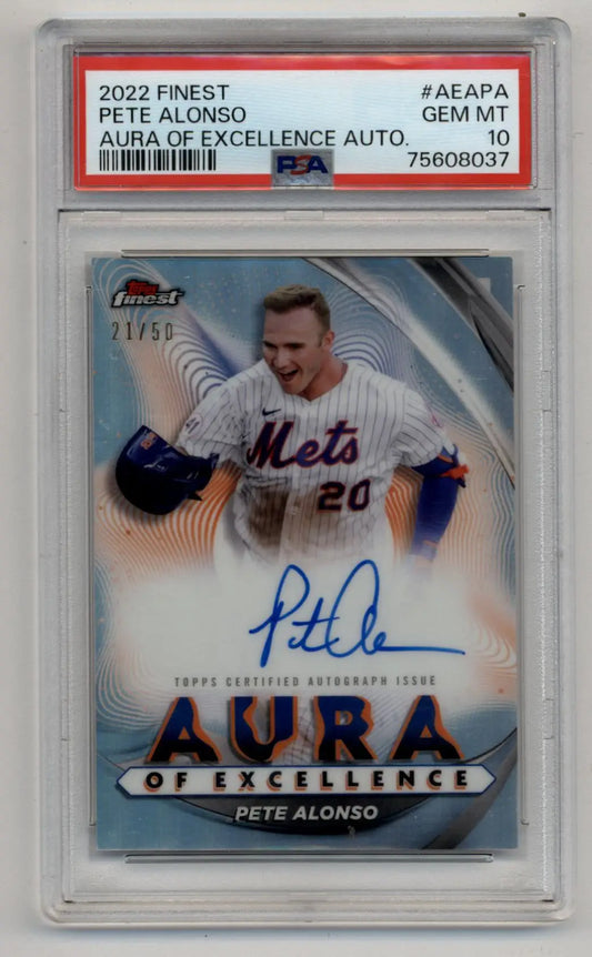 PSA 10 Pete Alonso 2022 Finest Aura of Excellence Auto baseball card 21/50
