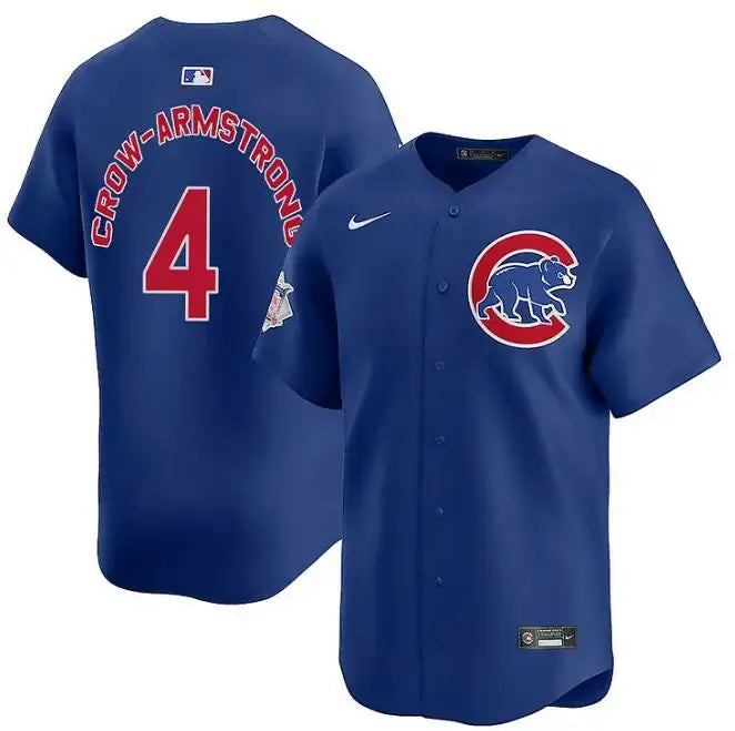 Blue Chicago Cubs Nike Alternate Vapor Limited Navy jersey showing Pete Crow-Armstrong name