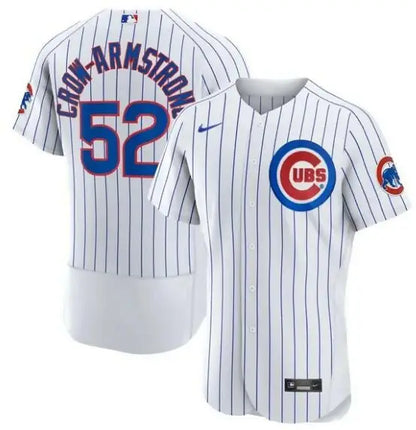 White pinstriped Chicago Cubs Pete Crow-Armstrong Nike Home Authentic Player Jersey