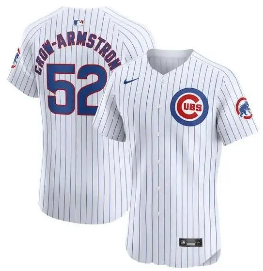 White pinstripe Pete Crow-Armstrong Chicago Cubs Nike Home Elite Player Jersey