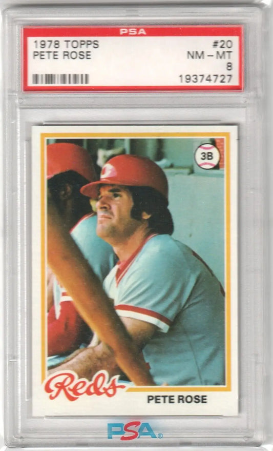 Graded Pete Rose baseball card from 1978 Topps PSA 8 NM-MT RedS Columbia Hobby