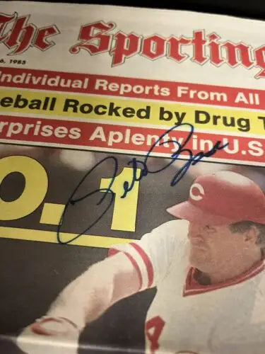 Signed Pete Rose Auto Sporting News magazine featuring the Hit King milestone
