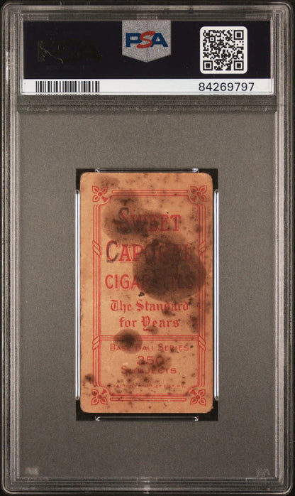 Vintage Peter Cassidy T206 Sweet Caporal 350/30 card in PSA grading holder