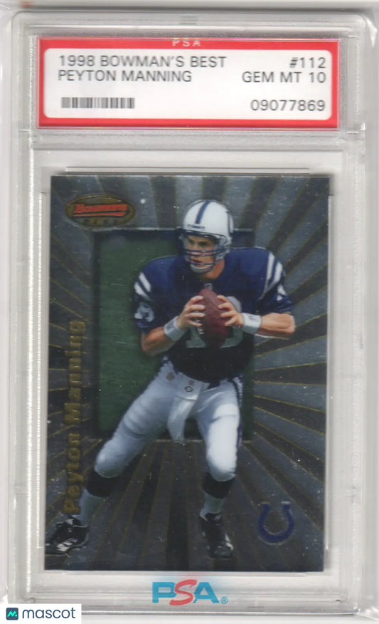 Peyton Manning 1998 Bowman’s Best RC football card GEM MINT from Columbia Hobby