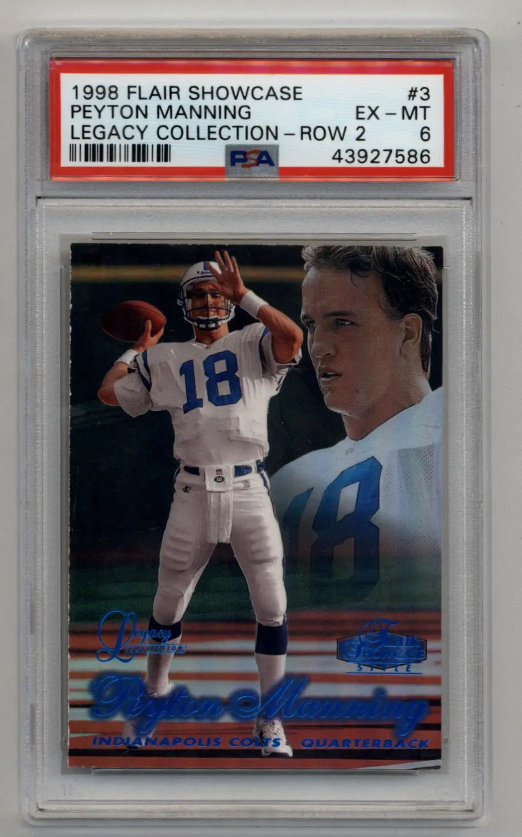 Peyton Manning 1998 Flair Showcase Legacy Collection Row 2 #3 14/100 PSA 6 Excellent Mint - Singles