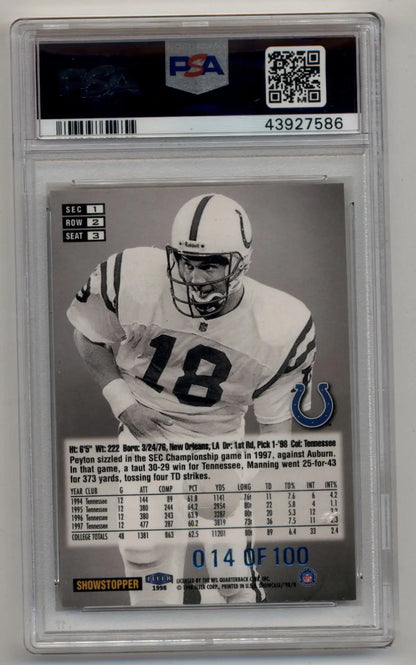 Peyton Manning 1998 Flair Showcase Legacy Collection Row 2 #3 14/100 PSA 6 Excellent Mint - Singles