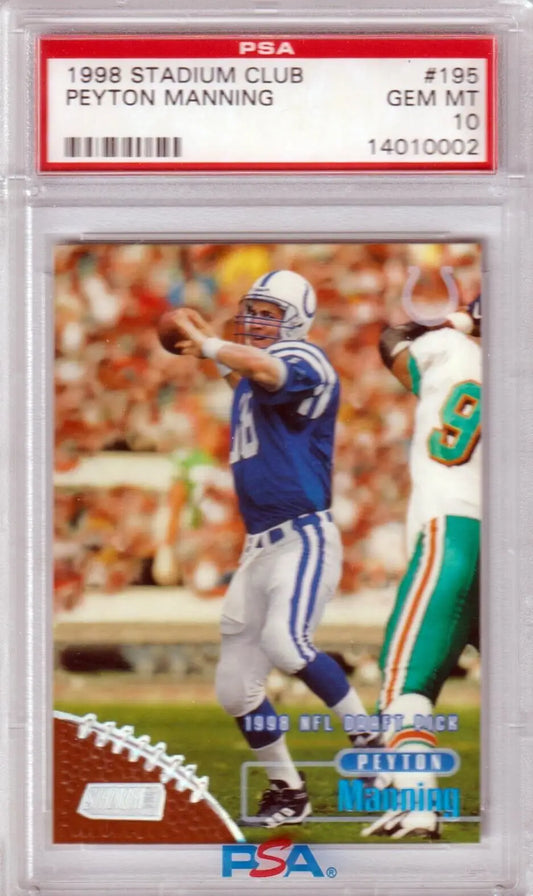 PSA 10 GEM MINT Peyton Manning 1998 Stadium Club RC Colts quarterback single card