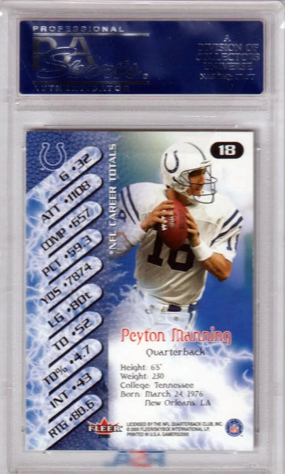 Professional football trading card of Peyton Manning in white uniform for sale