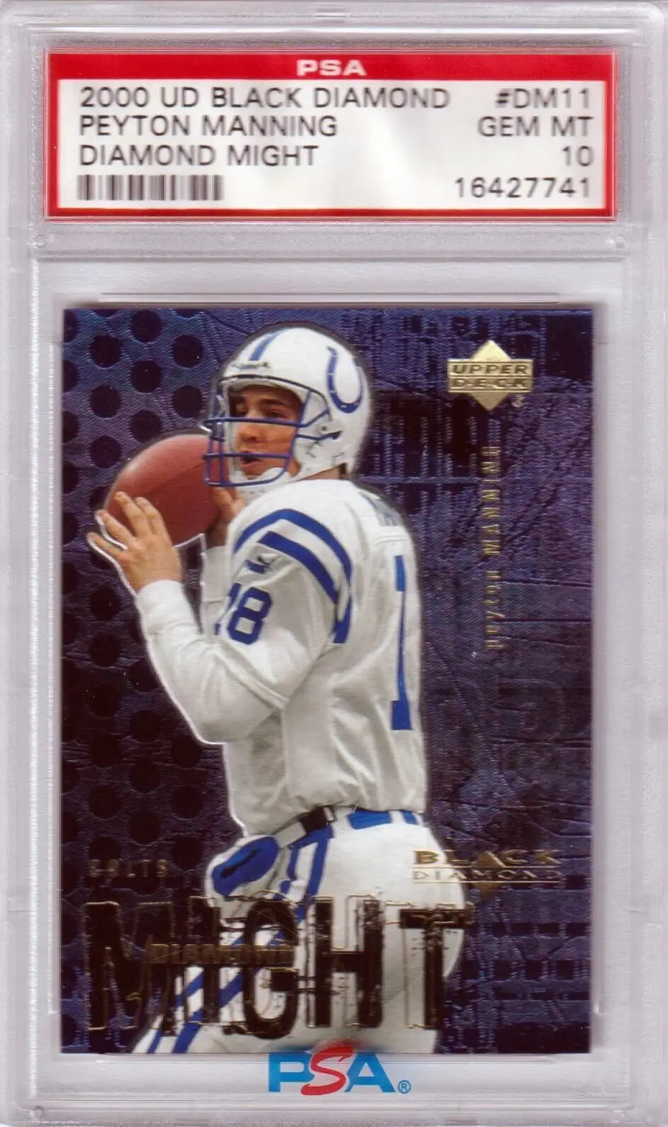 Peyton Manning football card from Columbia Hobby, Gem Mint 2000 Upper Deck Black Diamond
