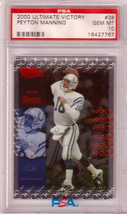 Graded Peyton Manning trading card from 2000 Upper Deck Ultimate Victory collectible