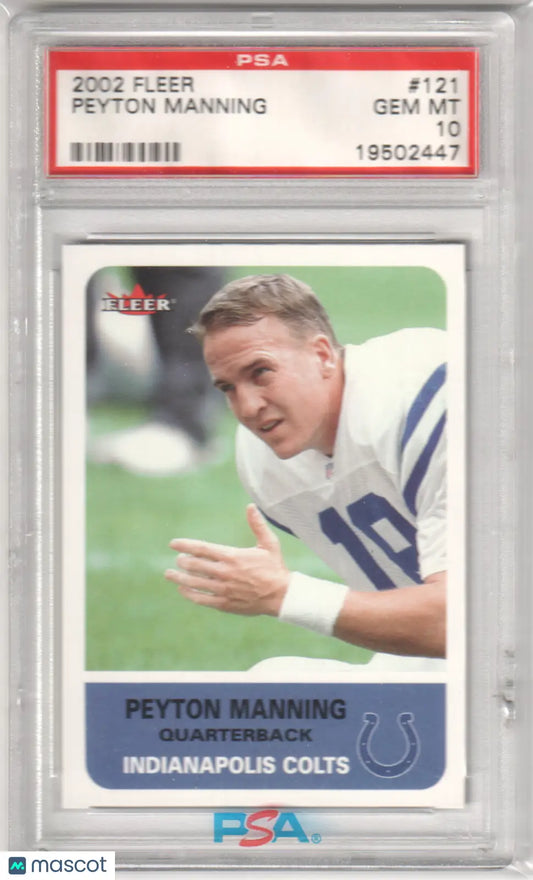 Graded 2002 Fleer Peyton Manning football card PSA 10 Gem Mint from Columbia Hobby