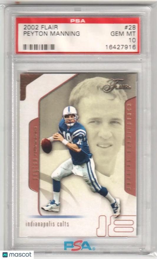 Peyton Manning 2002 Fleer Flair football card PSA GEM MT 10 from Columbia Hobby