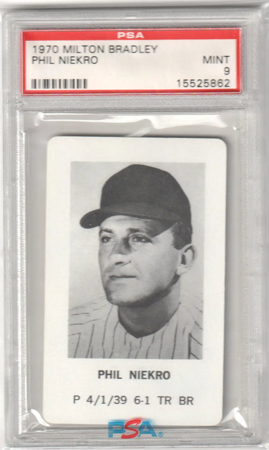 Graded Phil Niekro baseball card Milton Bradley PSA 9 Mint Braves collectible
