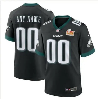 Philadelphia Eagles Nike Super Bowl LIX black jersey with Super Bowl LVII patch