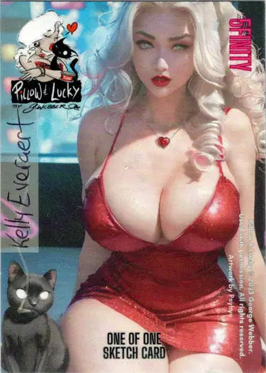 Kelly Everaert Pillow & Lucky 5finity 2023 Sketch Card trading card display image