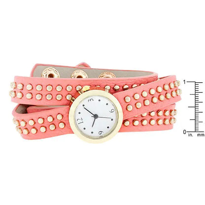Pink Mini Studded Wrap Watch - Watches