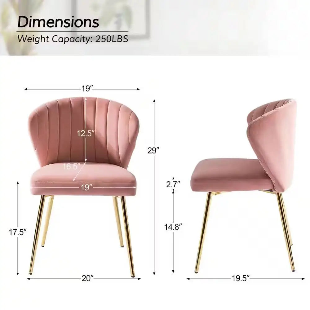 Pink Velvet Upholstered Wingback Accent Side Chair with Gold Metal Legs - Living Room > Accent Chairs