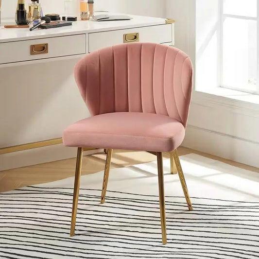 Pink Velvet Upholstered Wingback Accent Side Chair with Gold Metal Legs - Living Room > Accent Chairs