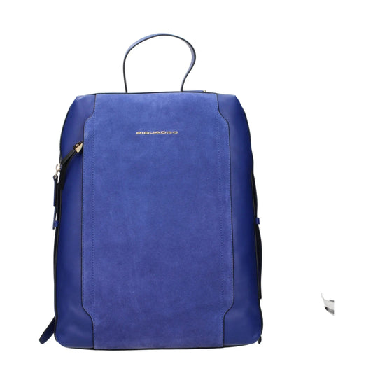 Piquadro Blue Leather Backpack - Backpack