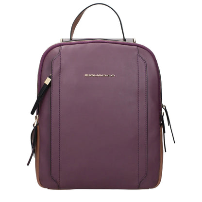 Piquadro Purple Leather Backpack - Backpack