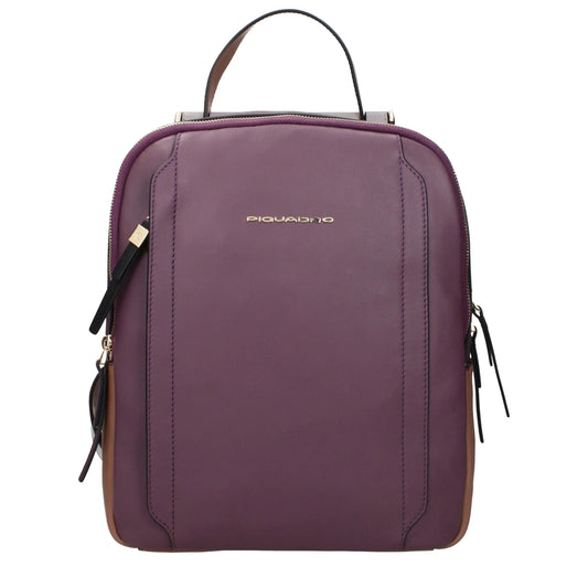Piquadro Purple Leather Backpack - Backpack