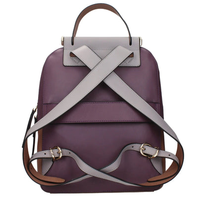 Piquadro Purple Leather Backpack - Backpack