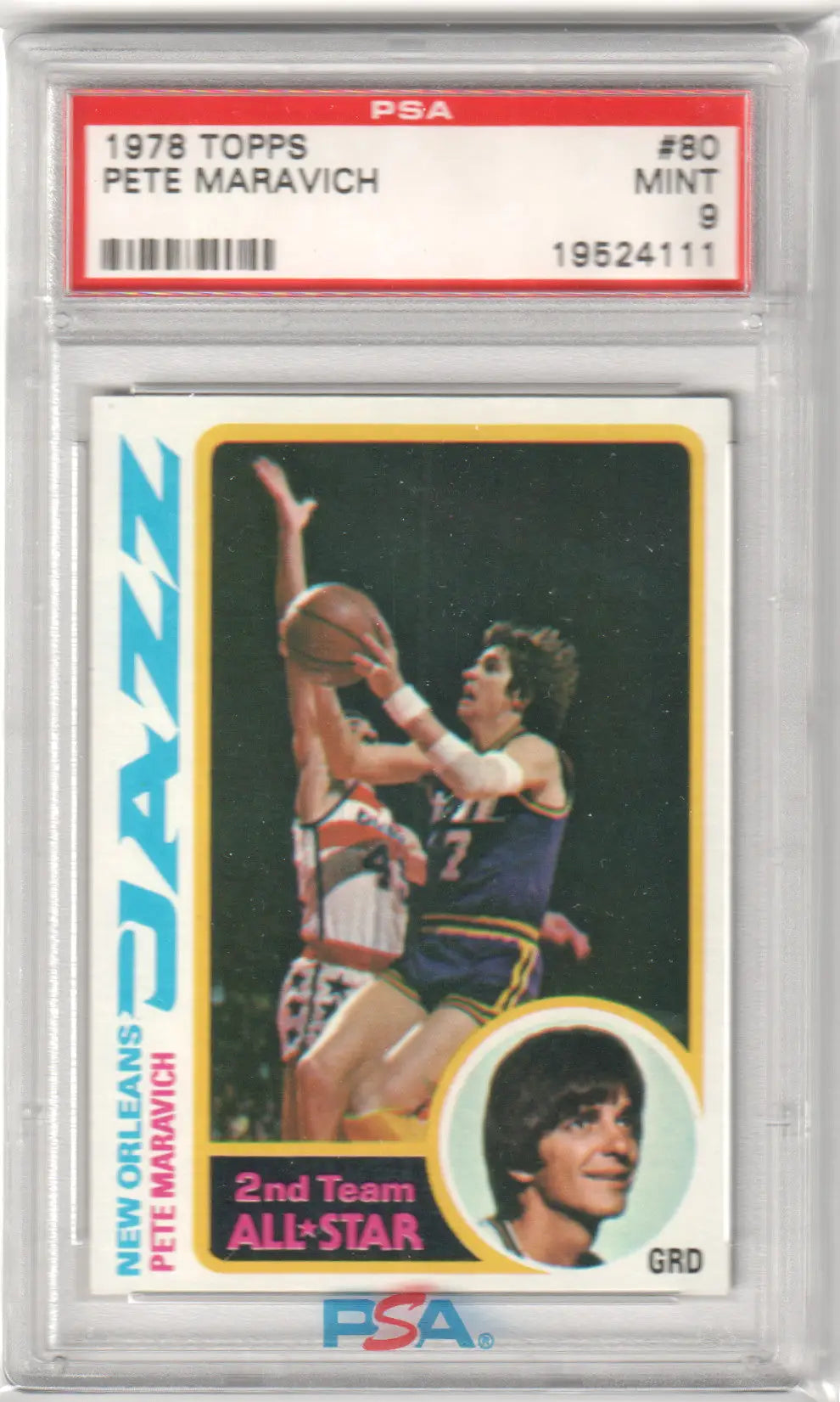 Graded Pete Maravich basketball card Pistol Pete Maravich 1978 Topps PSA 9 MINT from Columbia Hobby