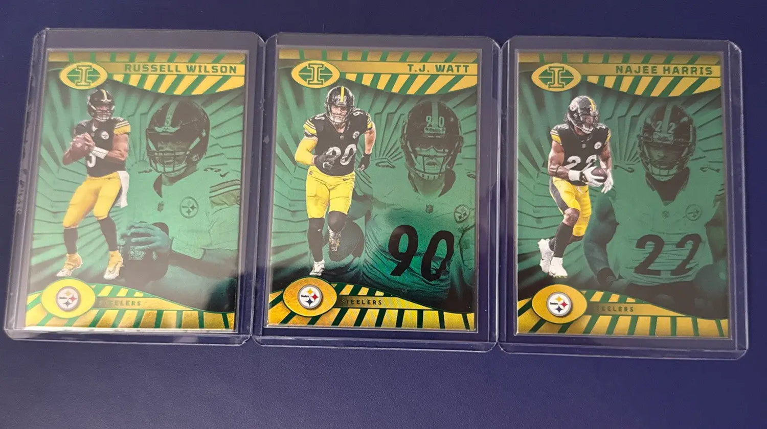 Three collectible Pittsburgh Steelers football cards in Pittsburgh Steelers lot from Panini Illusions 2024