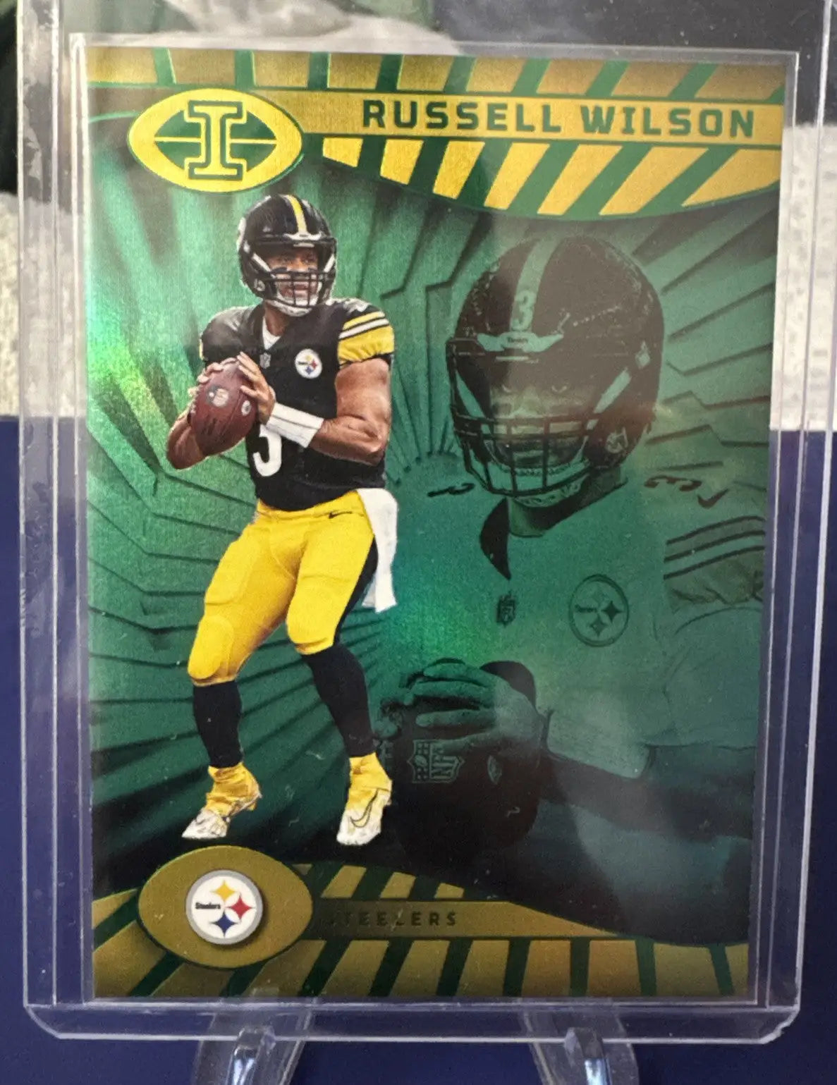 Russell Wilson football trading card in protective sleeve from Pittsburgh Steelers Lot Panini Illusions