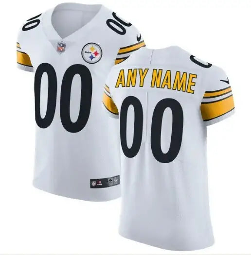 White Pittsburgh Steelers Nike Vapor Untouchable Custom Elite Football Jersey with yellow and black accents