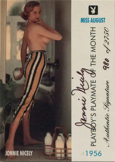 Vintage pin-up style photo of Jonnie Nicely on Playboy autograph card 1996
