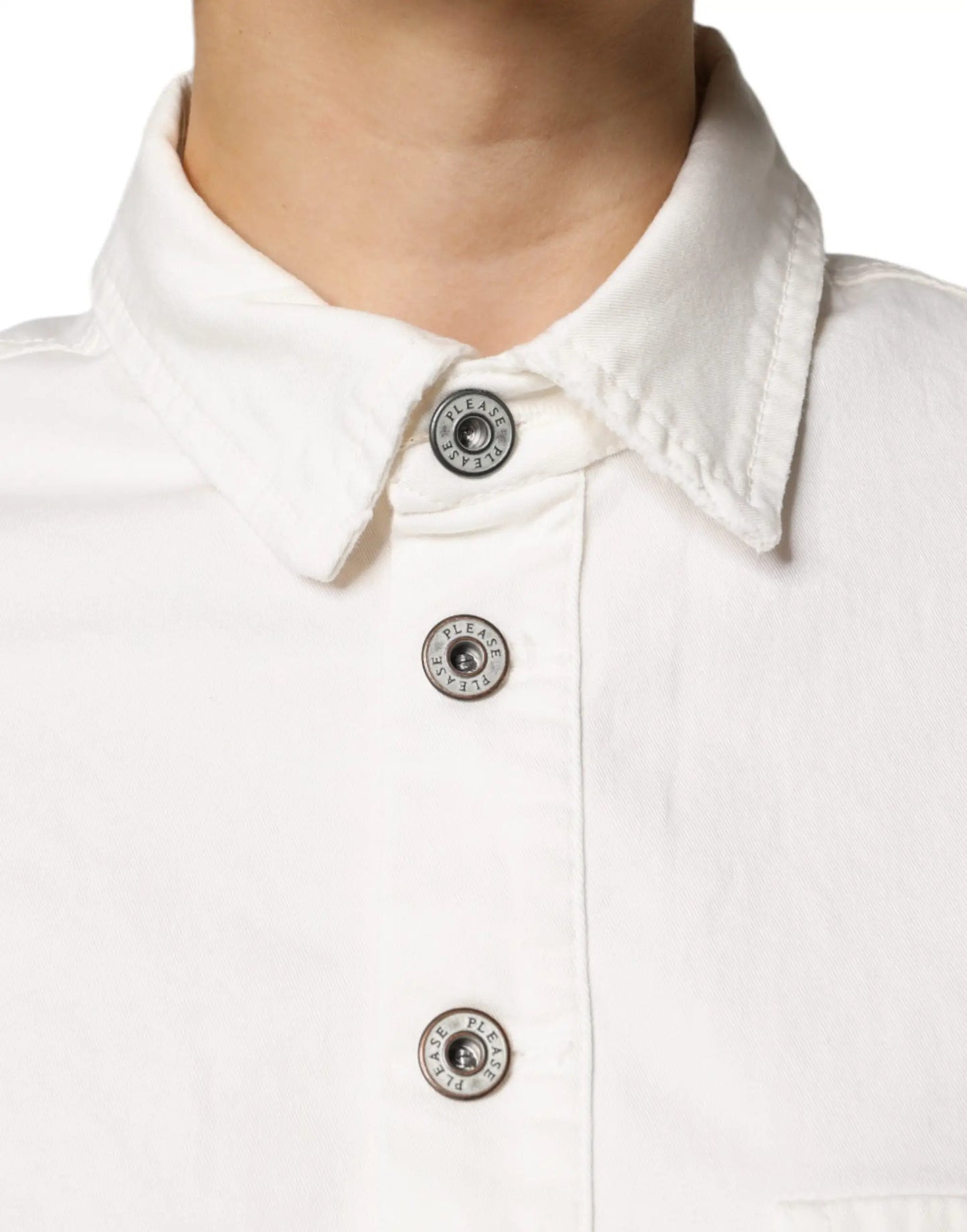 Please White Cotton Short Sleeves Button Down Romper Dress - IT40|S