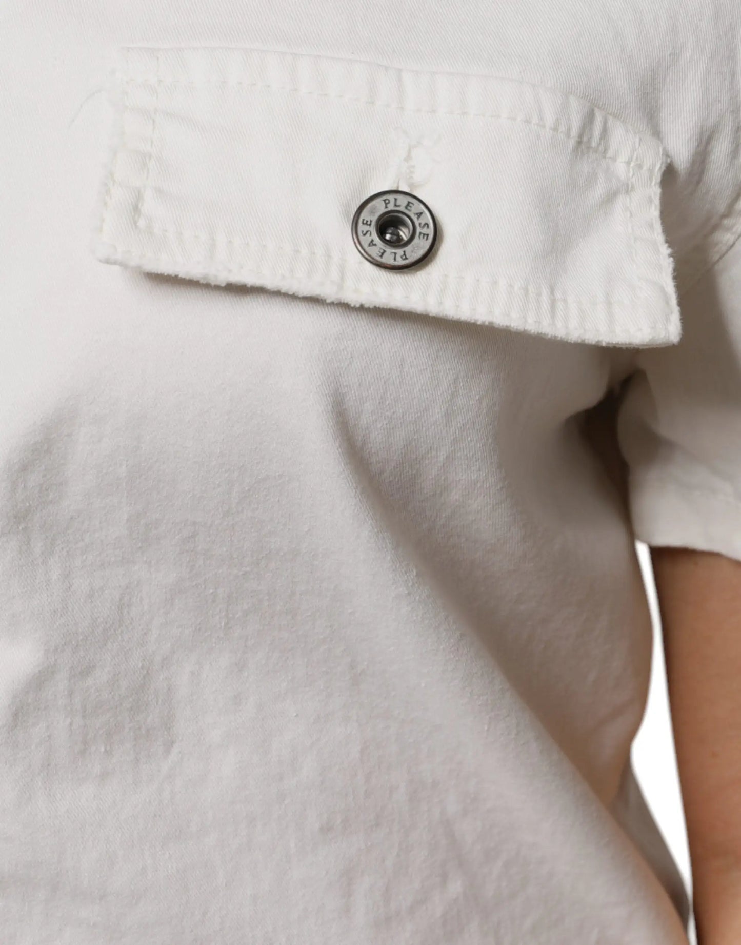 Please White Cotton Short Sleeves Button Down Romper Dress - IT40|S