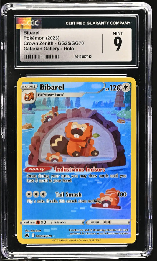 Graded Bibarel Pokémon card from Pokémon Crown Zenith GG25/GG70 English CGC 9 2023