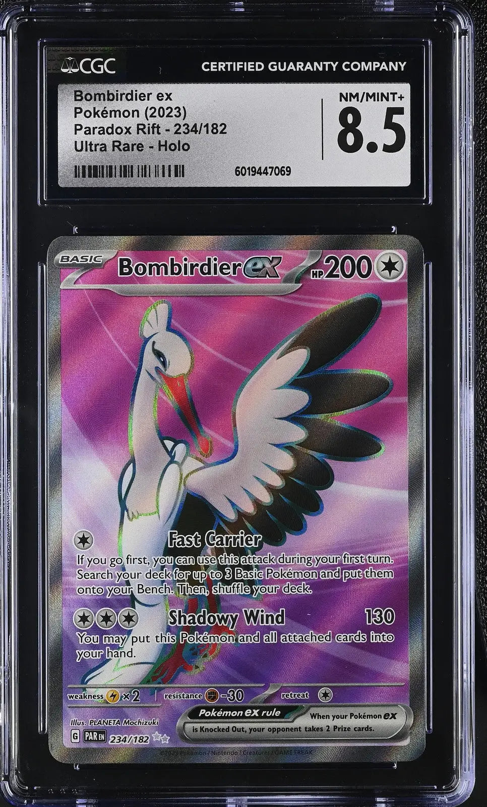 Graded Pokémon Bombirdier ex card English CGC 8.5 Paradox Rift 2023 product image