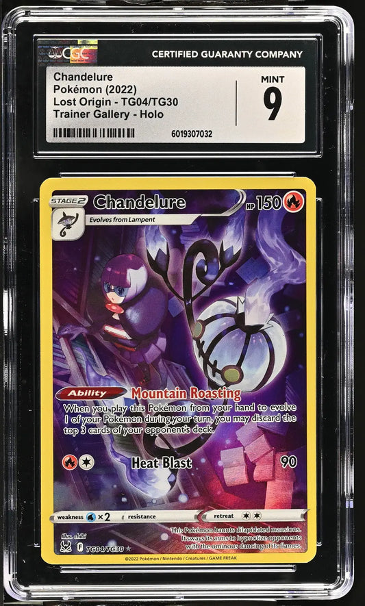 Graded Chandelure Pokémon card TG04/TG30 English CGC 9 from Lost Origin 2022