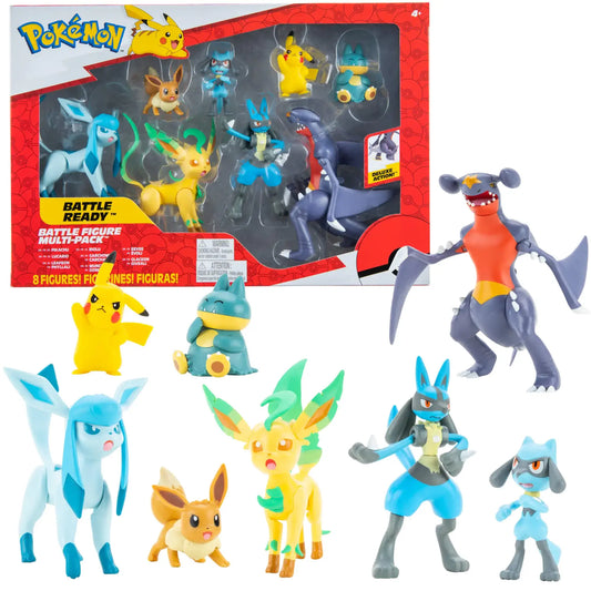 Pokémon Battle Ready Multi-Pack Figures Garchomp Pikachu Eevee Lucario Riolu Munchlax Glaceon Leafeon