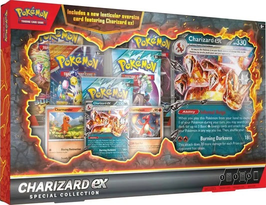 Pokemon Charizard ex Special Collection Box showcasing exclusive cards and collectibles