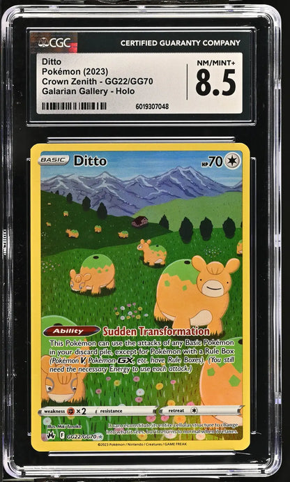 Graded Pokémon Ditto card from Crown Zenith Galarian Gallery set GG22 GG70 English CGC 8.5