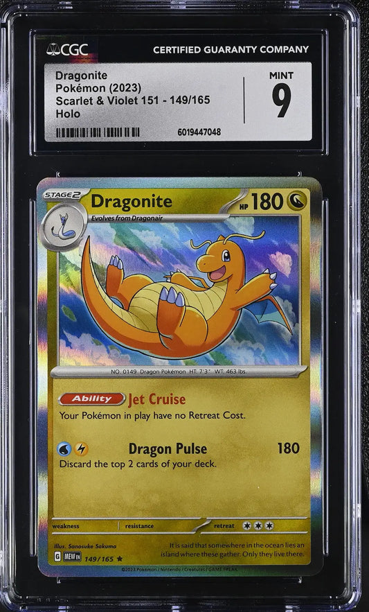 Graded Dragonite Pokémon card English CGC 9 from Scarlet & Violet 151 trading cards