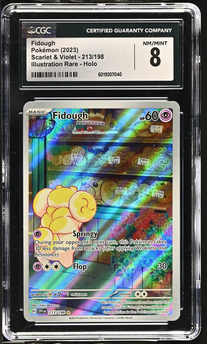 Graded holographic Pokémon Fidough trading card in English CGC 8 from Pokémon Scarlet & Violet