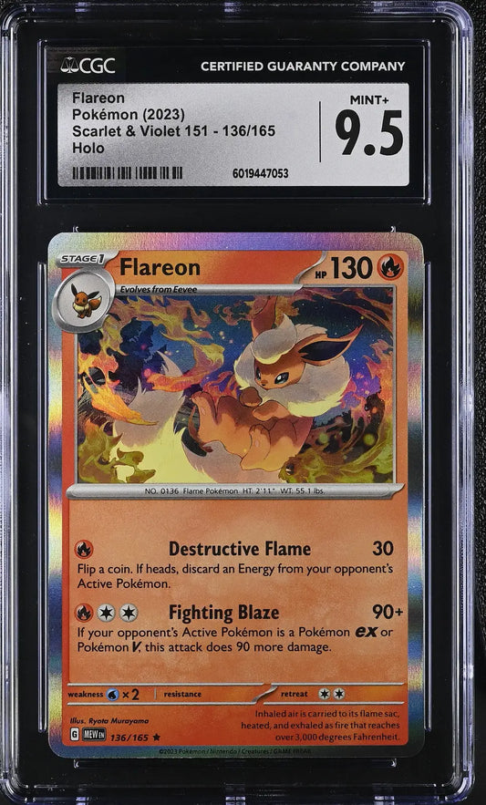 Graded Pokémon Flareon trading card English CGC 9.5 from Scarlet & Violet 151