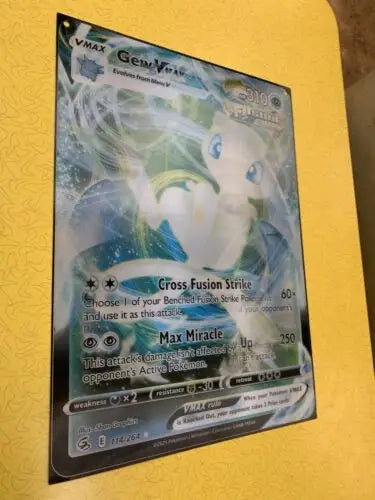 Mew VMAX Pokémon card from Fusion Strike 3D Lenticular Poster 17” X 24” Store Promo