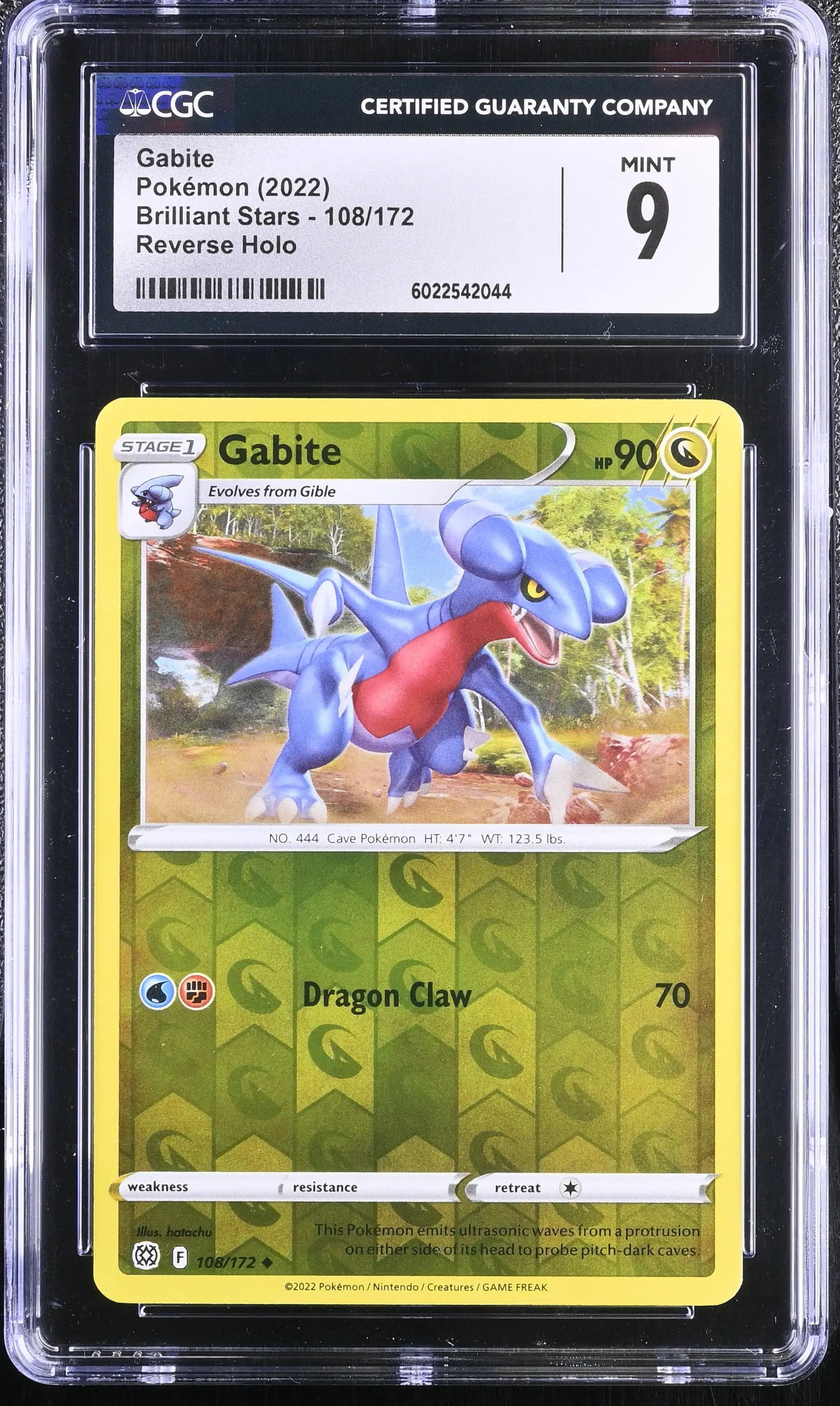 Graded Gabite Pokémon card English CGC 9 from 2022 Brilliant Stars trading cards