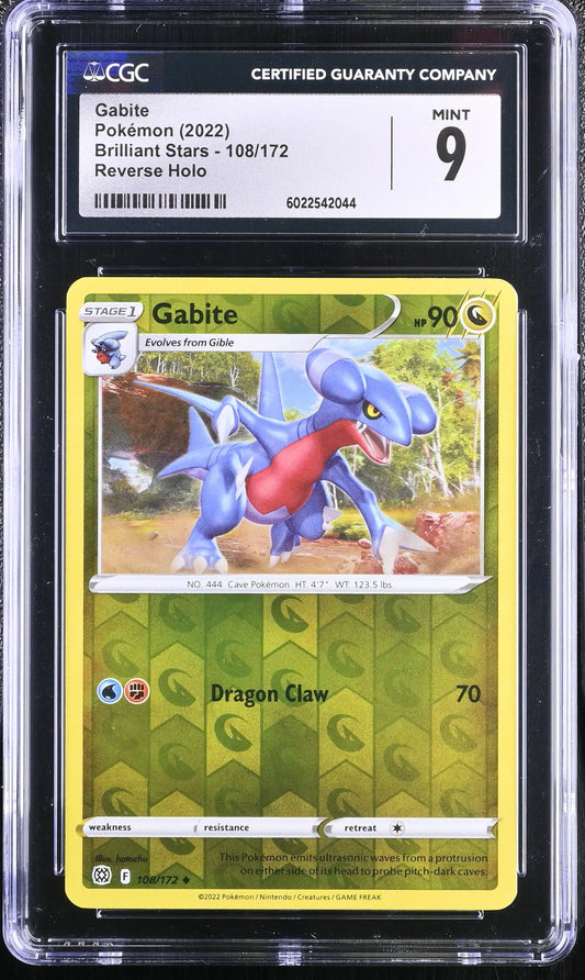 Graded Gabite Pokémon card English CGC 9 from 2022 Brilliant Stars trading cards